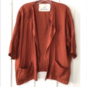 not Perfect Linen Cardigan Jacket Color Redwood OS